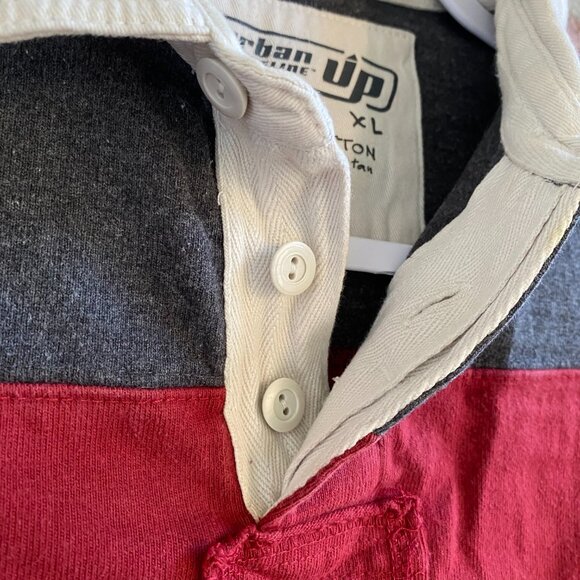 Urban Pipeline Boys Rugby shirt, Collared, Maroon & Gray, Cotton, Size M. - Picture 3 of 8